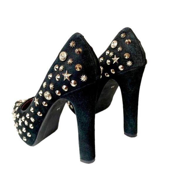 Jeffrey Campbell Black Suede Silver Studded Celestial Platform High Heels NEW - Picture 3 of 4
